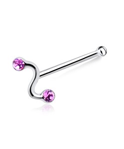 Stone Encrusted Bone Nose Stud Silver NSKD-46